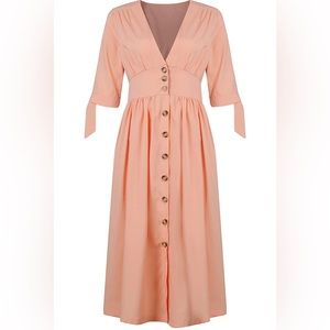 Women's Loose Short Sleeve Button Down Sundress Spring and Summer Casual Dresses